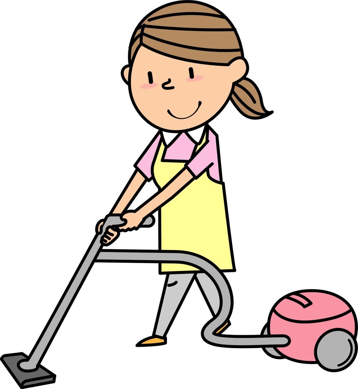 Woman is using vacuum cleaner vector clipart images