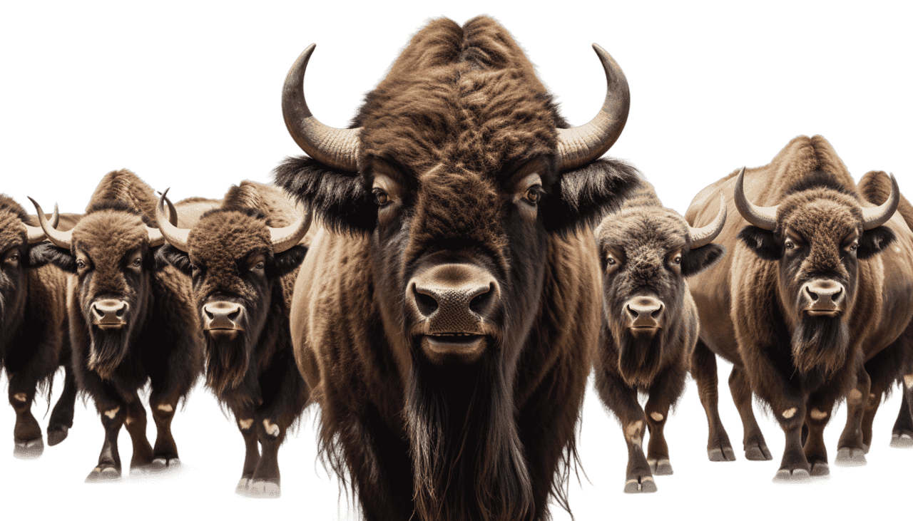 Highland cow bison background american wild animal photo clipart