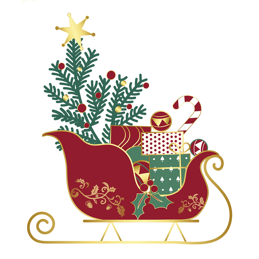 Cute santa sleigh clipart for your holiday decorations photo