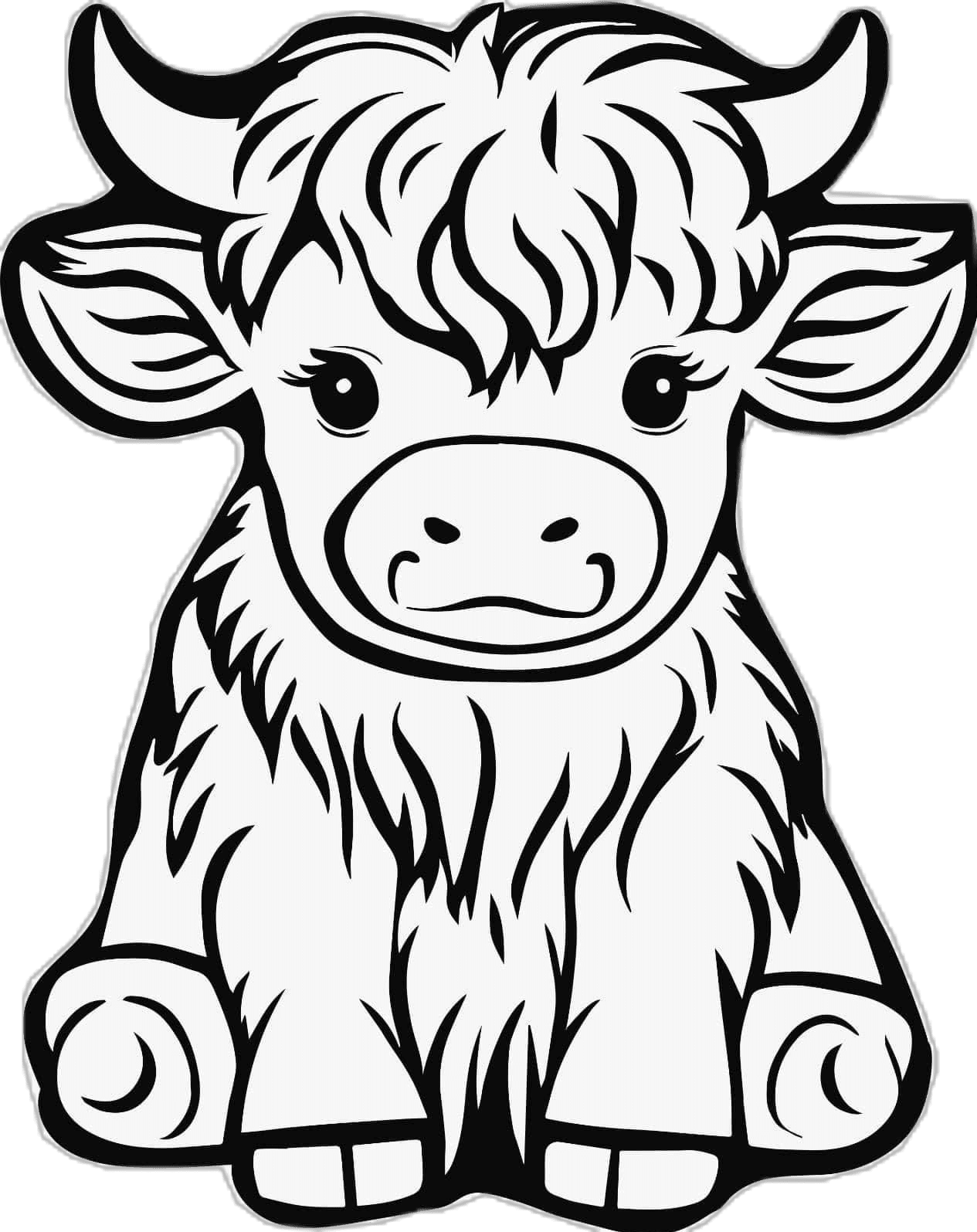 Highland cow pin page clipart image 2