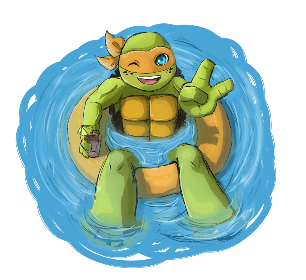 Ninja turtles mikey in inner tube by springsunshower deviantart clipart free