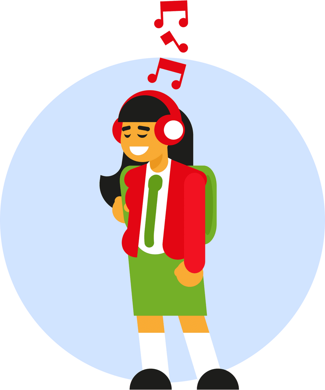 Girl listening to music vector clipart images