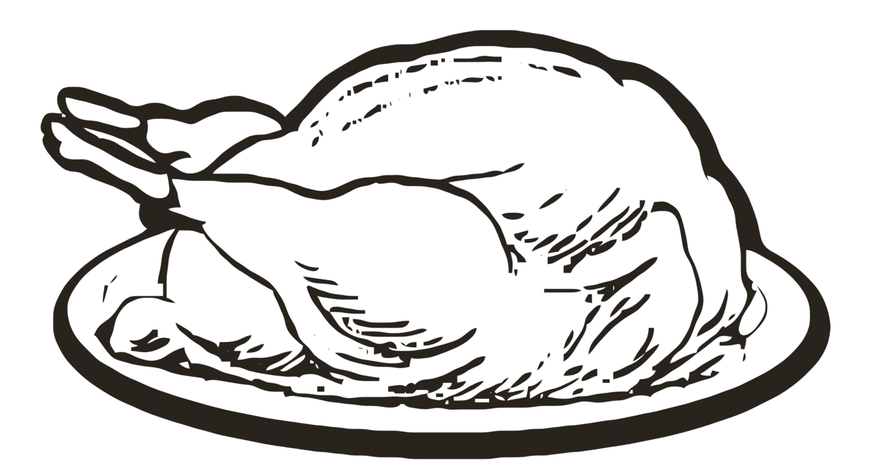 Turkey black and white platter bw vector clipart images