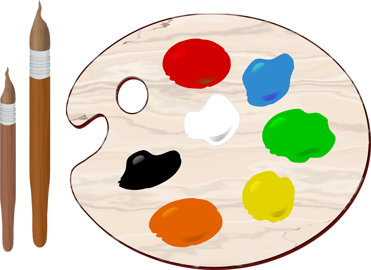 Paint palette photo of art brush colors from clipart