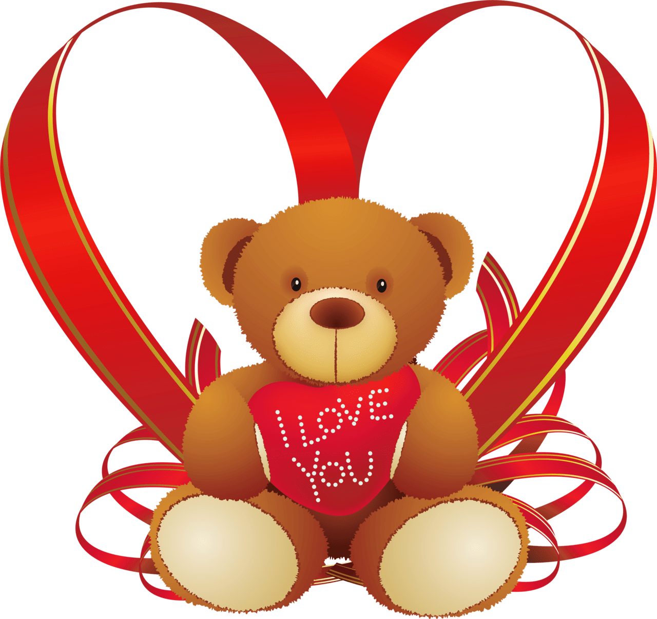 Red heart with teddy bear clipart transparent