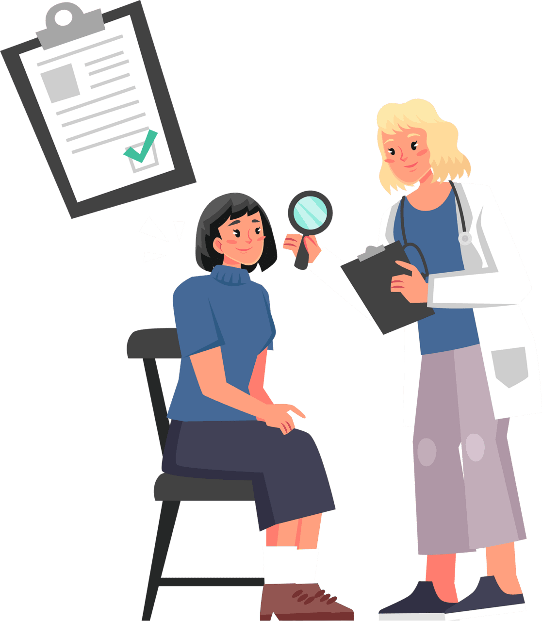 Talking term life surance patient tak medical exam ion clipart vector