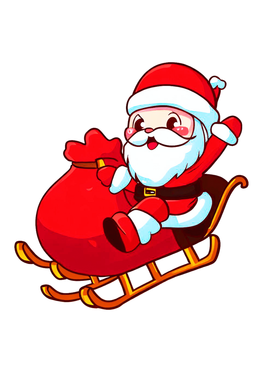 Santa sleigh papai noel no tren entregando presentes clipart free