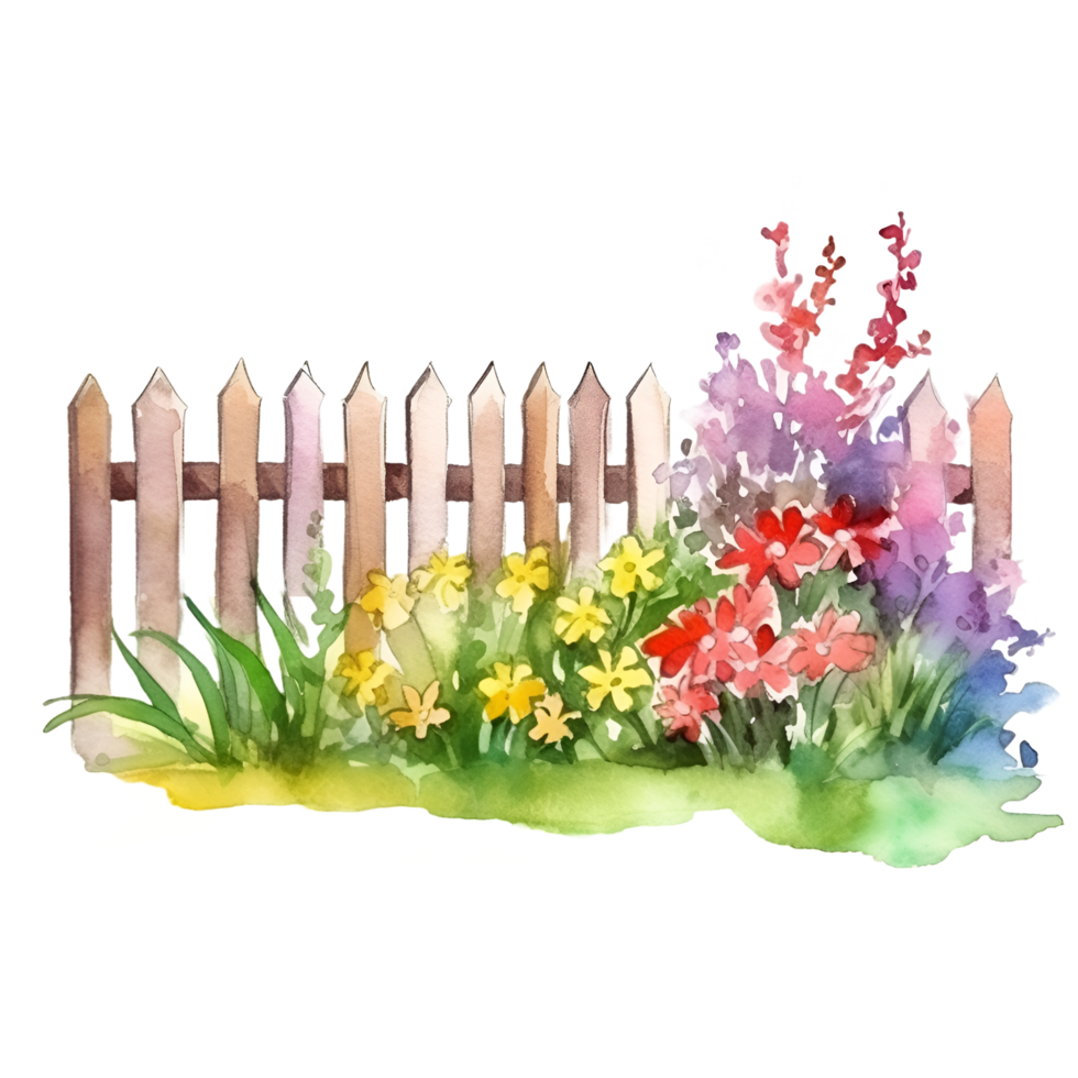 Wildflower flower garden watercolor clipart transparent