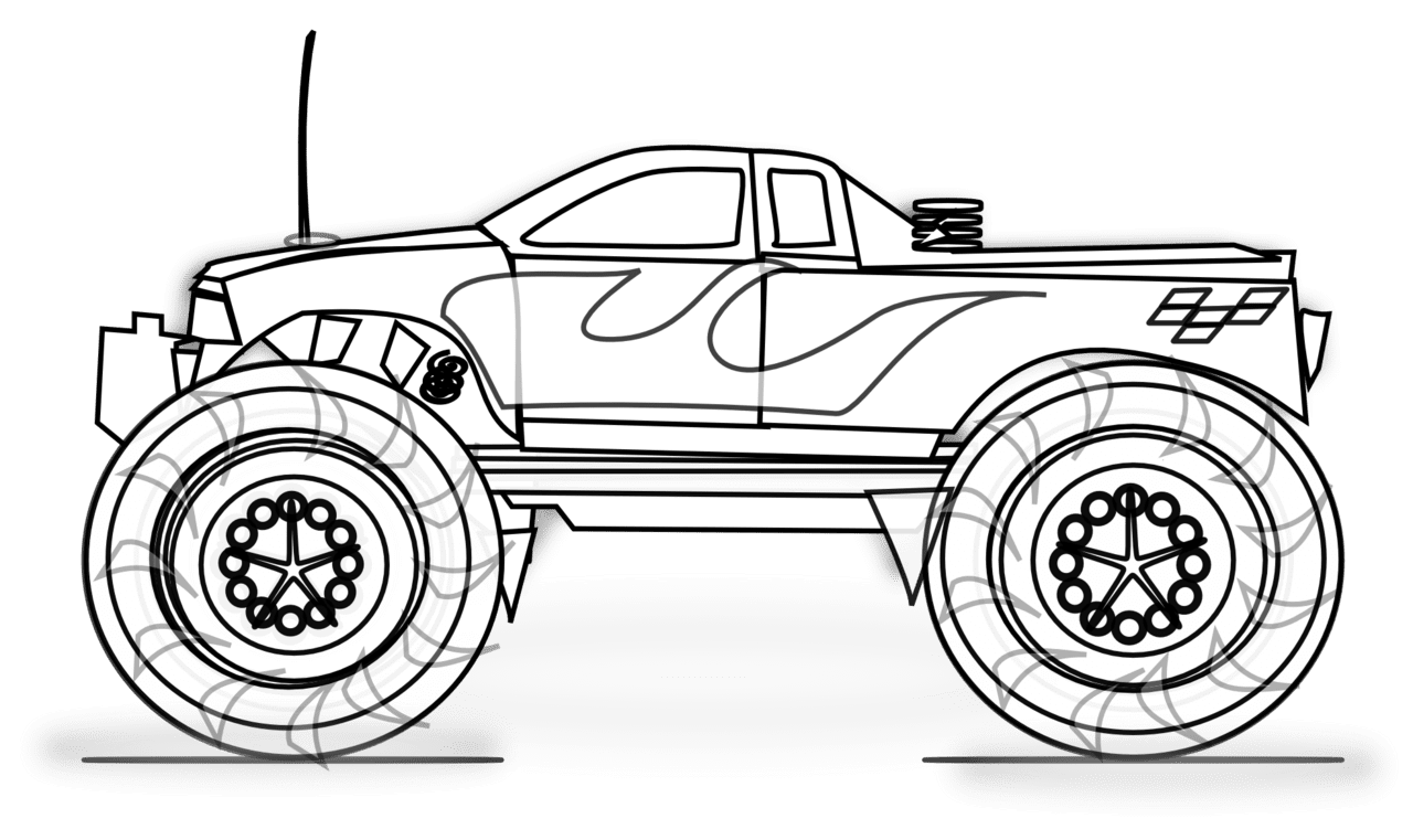 Monster truck black and white clipart logo