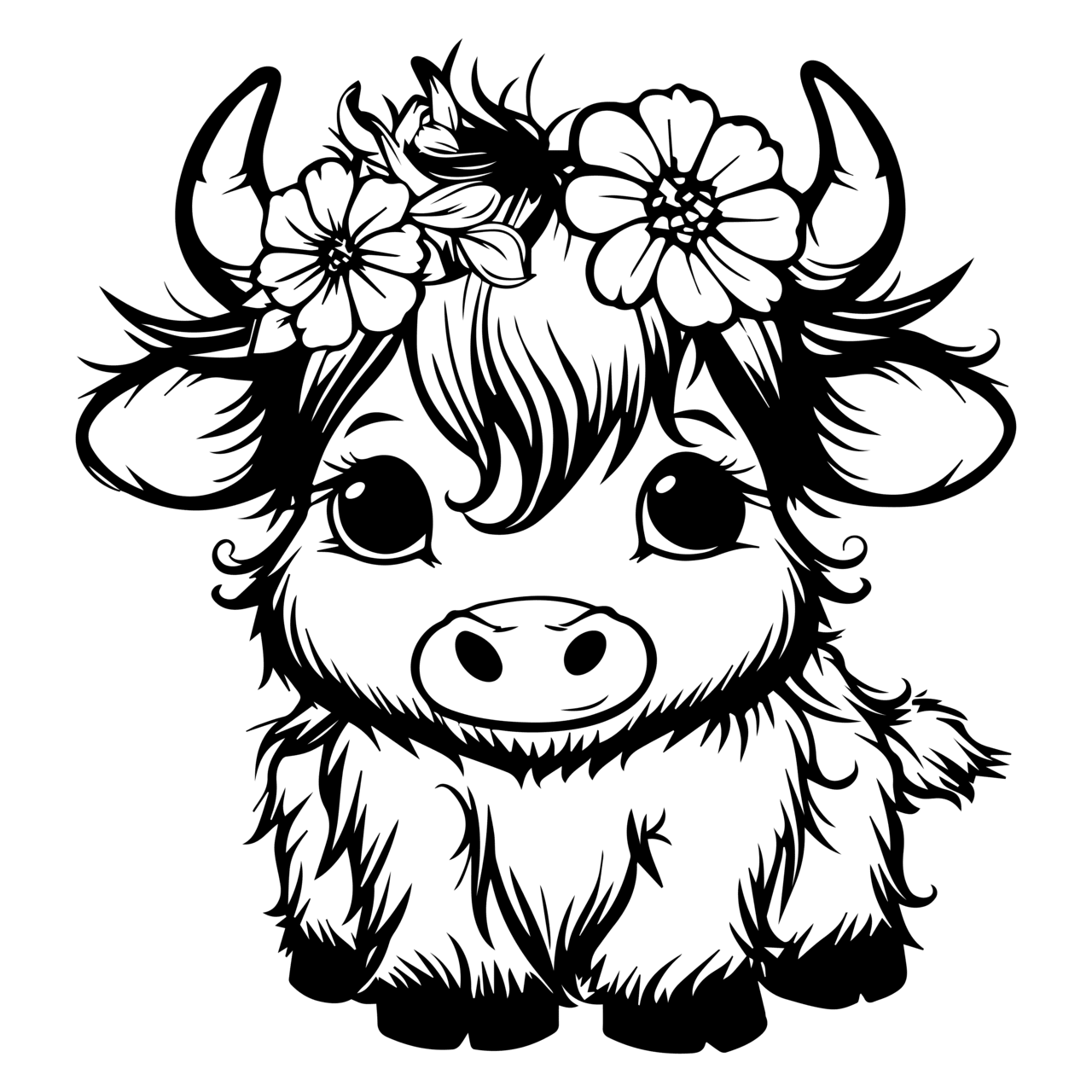 Cute highland cow clipart transparent