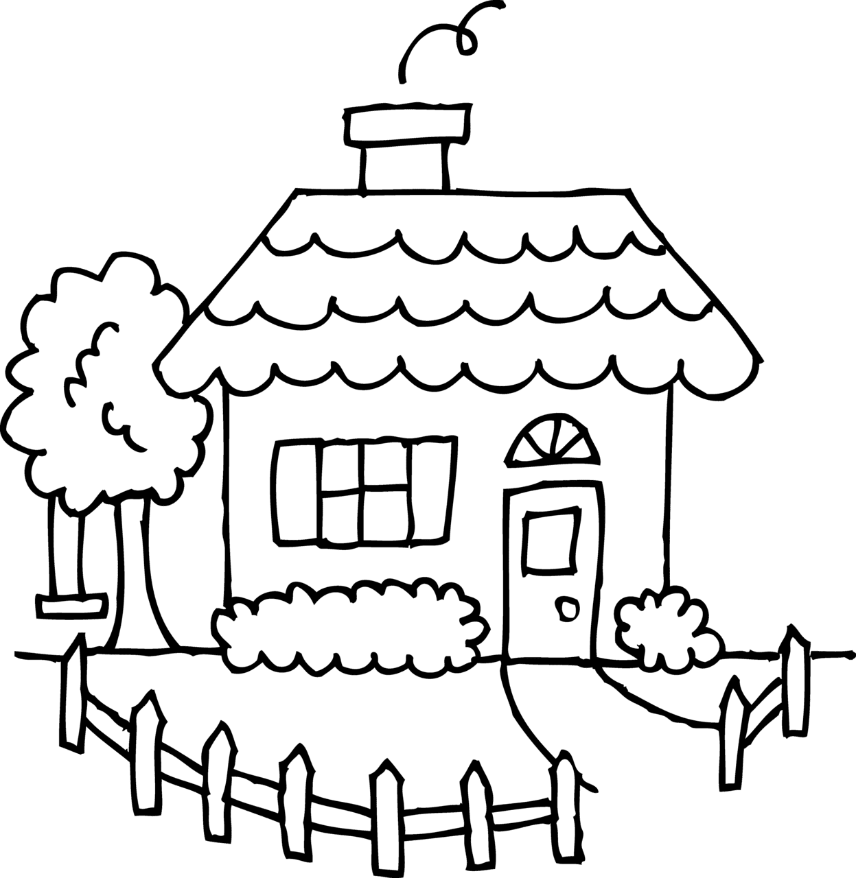 House black and white cute clipart picture