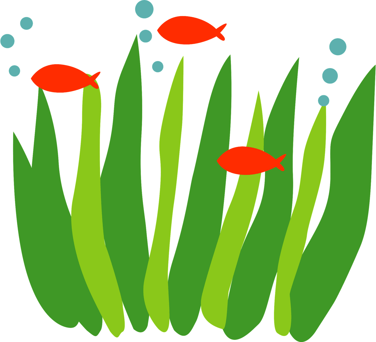 Seaweed and fish vector clipart images