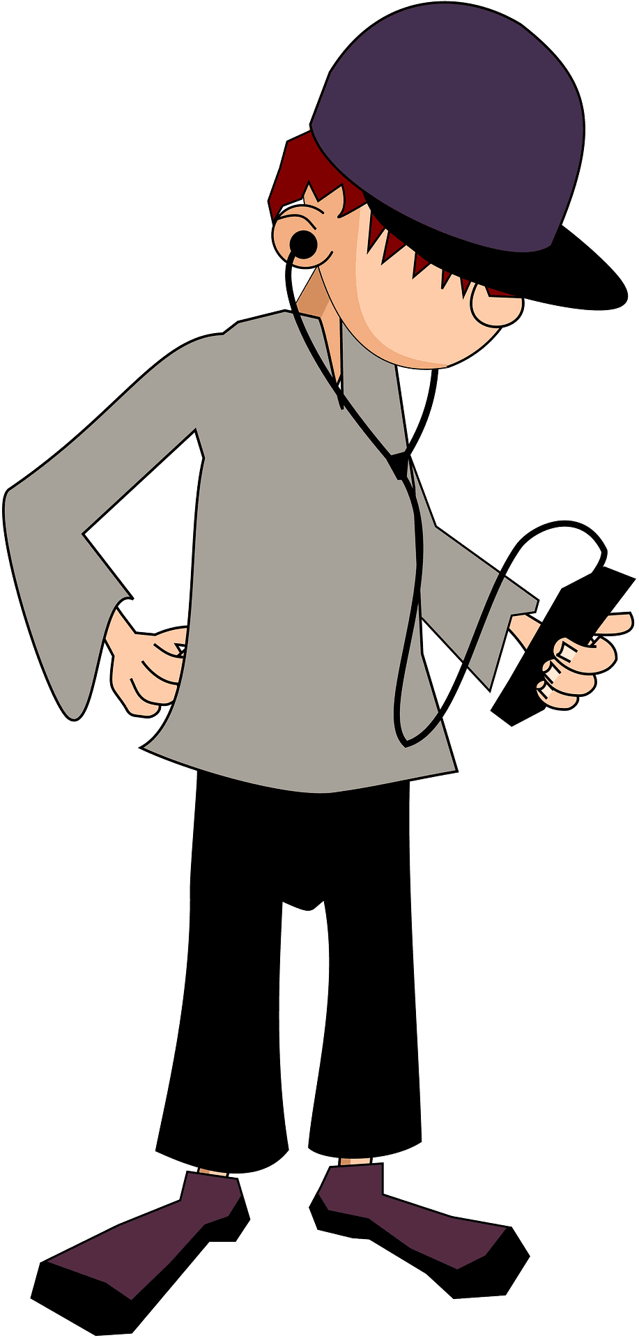Boy listening to music device vector clipart images