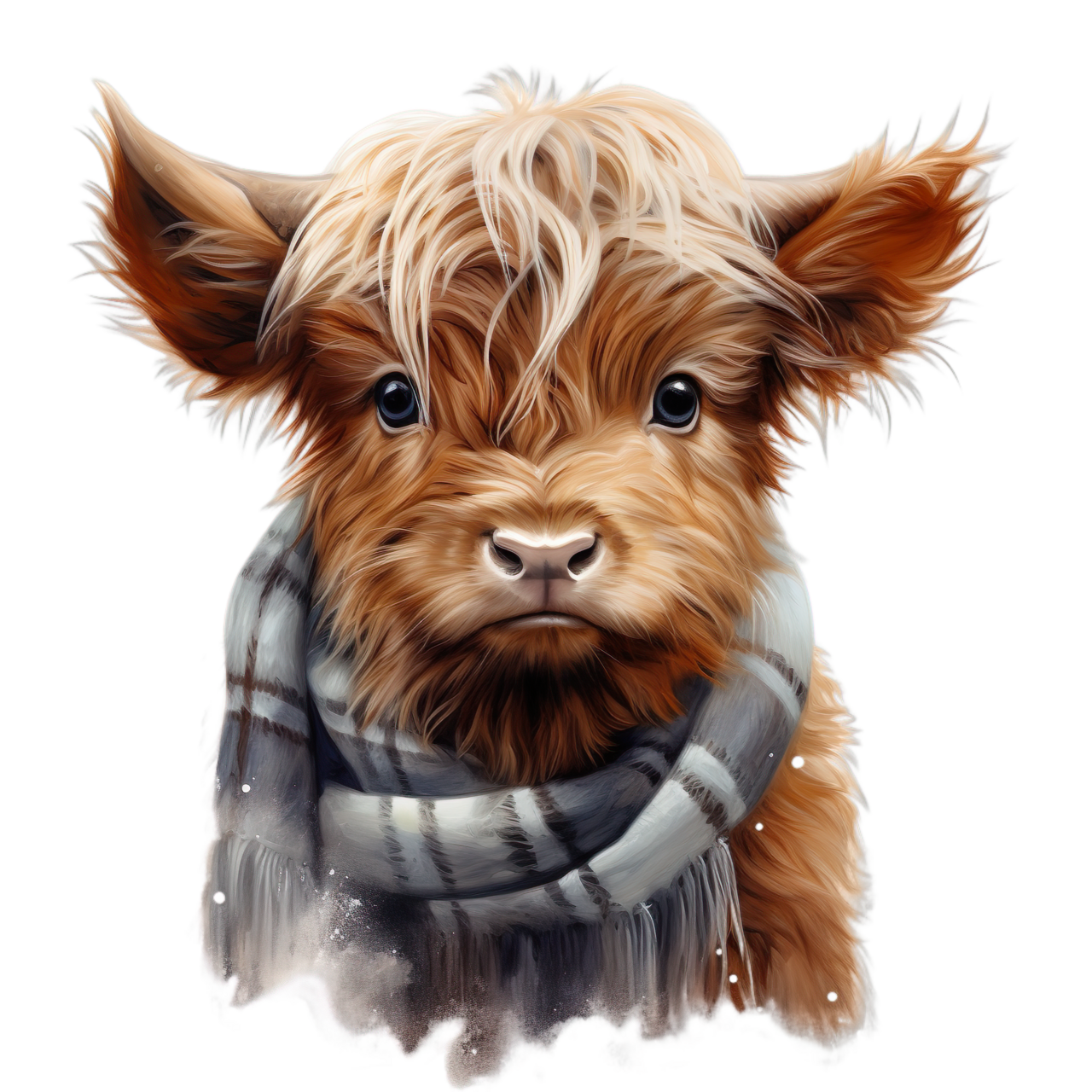 Watercolor baby highland cow clipart clip art