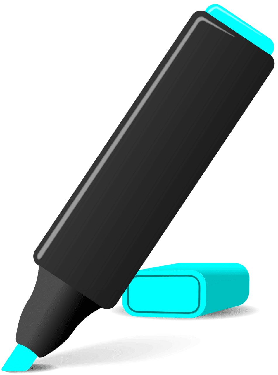 Uncapped neon blue highlighter marker vector clipart images