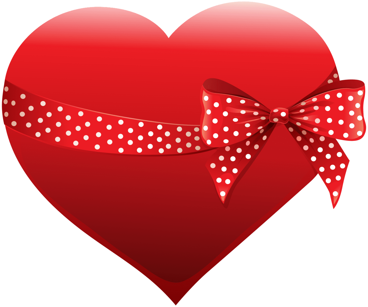 Red heart with bow clipart image