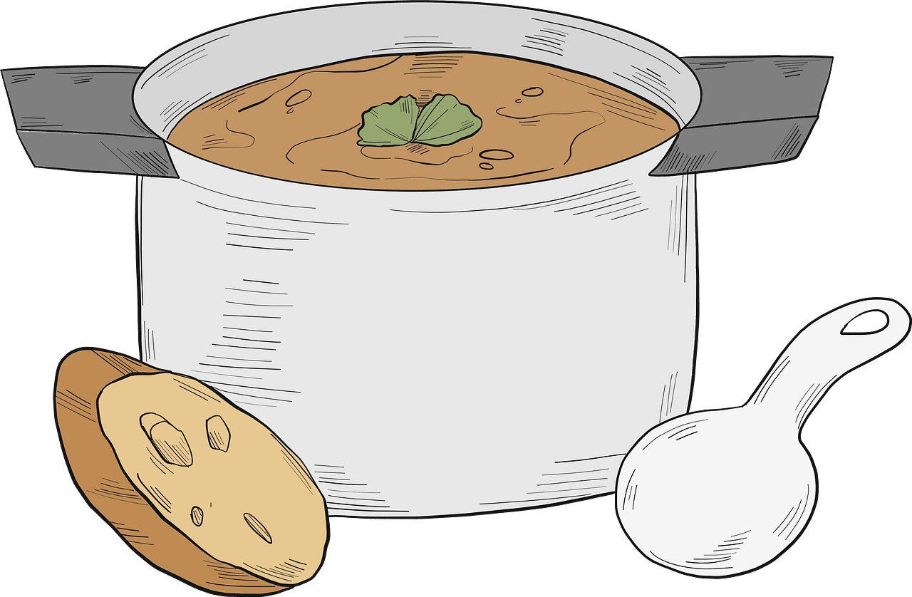 Pot of soup vector clipart images