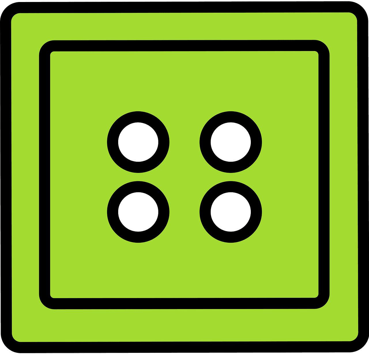 Lime square button with four holes vector clipart images