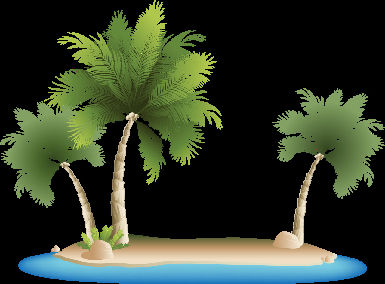 Tropical island palm trees clipart image