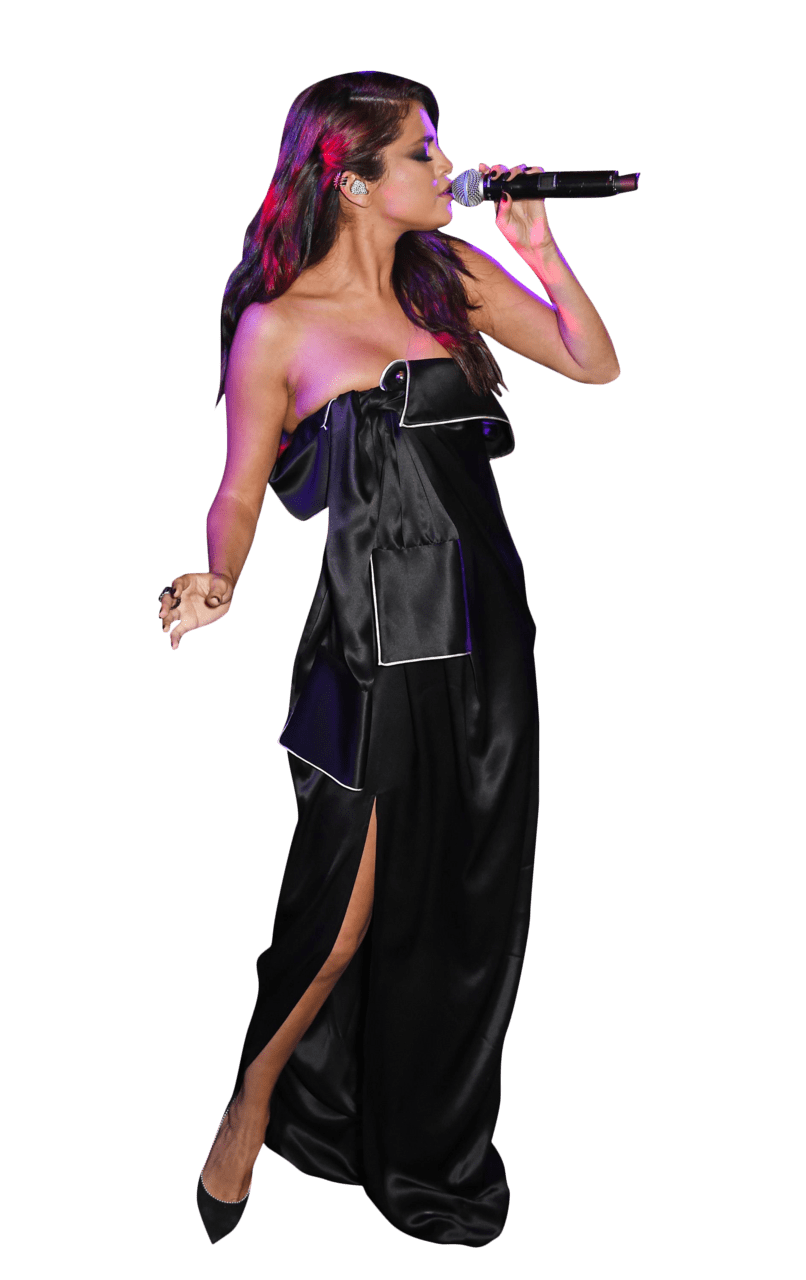 Selena gomez black dress singing clipart vector