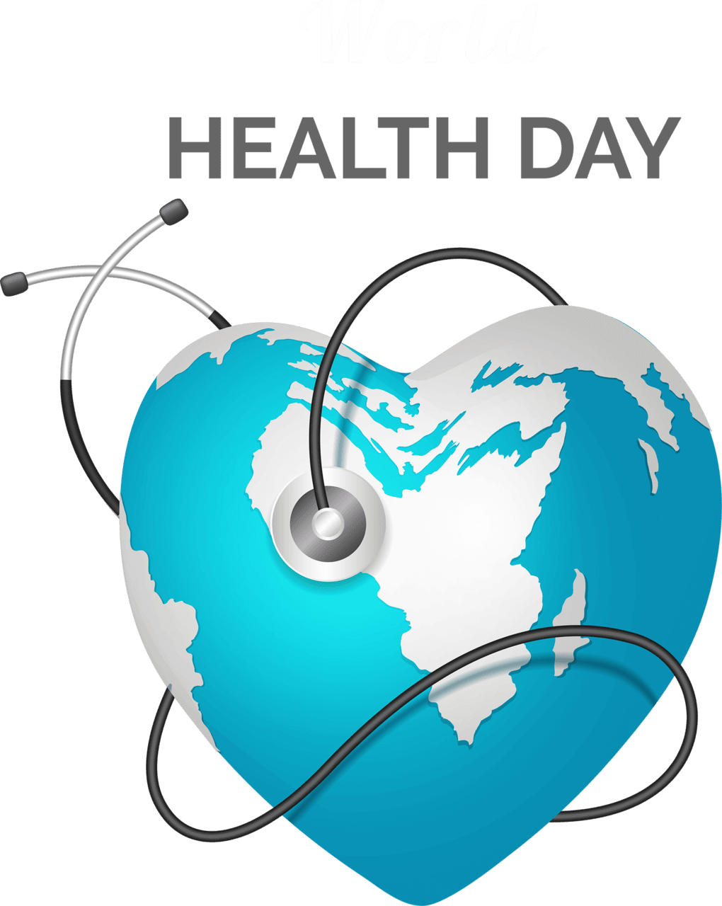 World health day with heart shaped planet image clipart