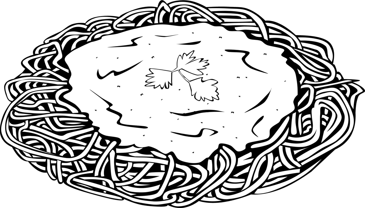 Pasta food spaghetti clipart black and white image