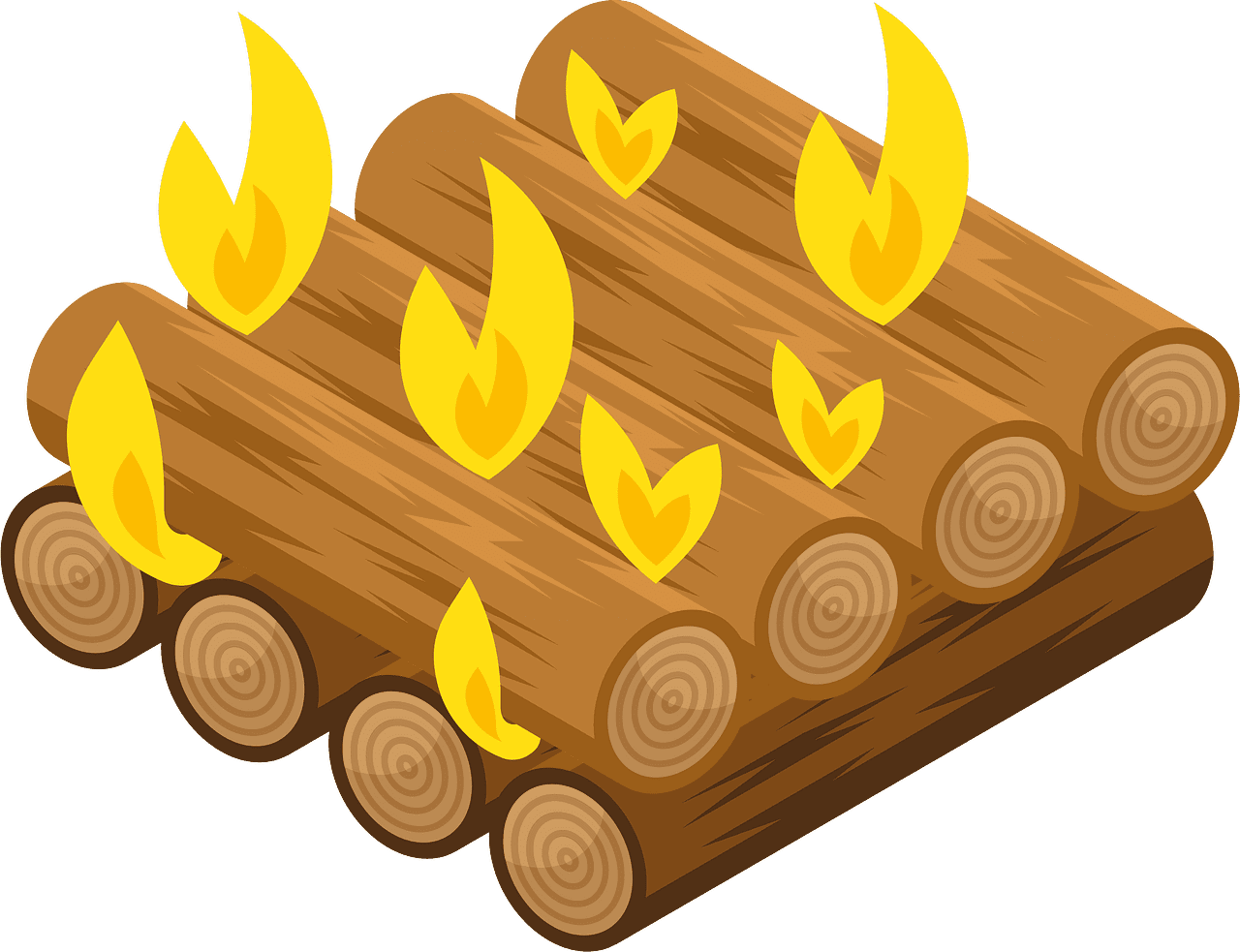 Wood log fire vector clipart images