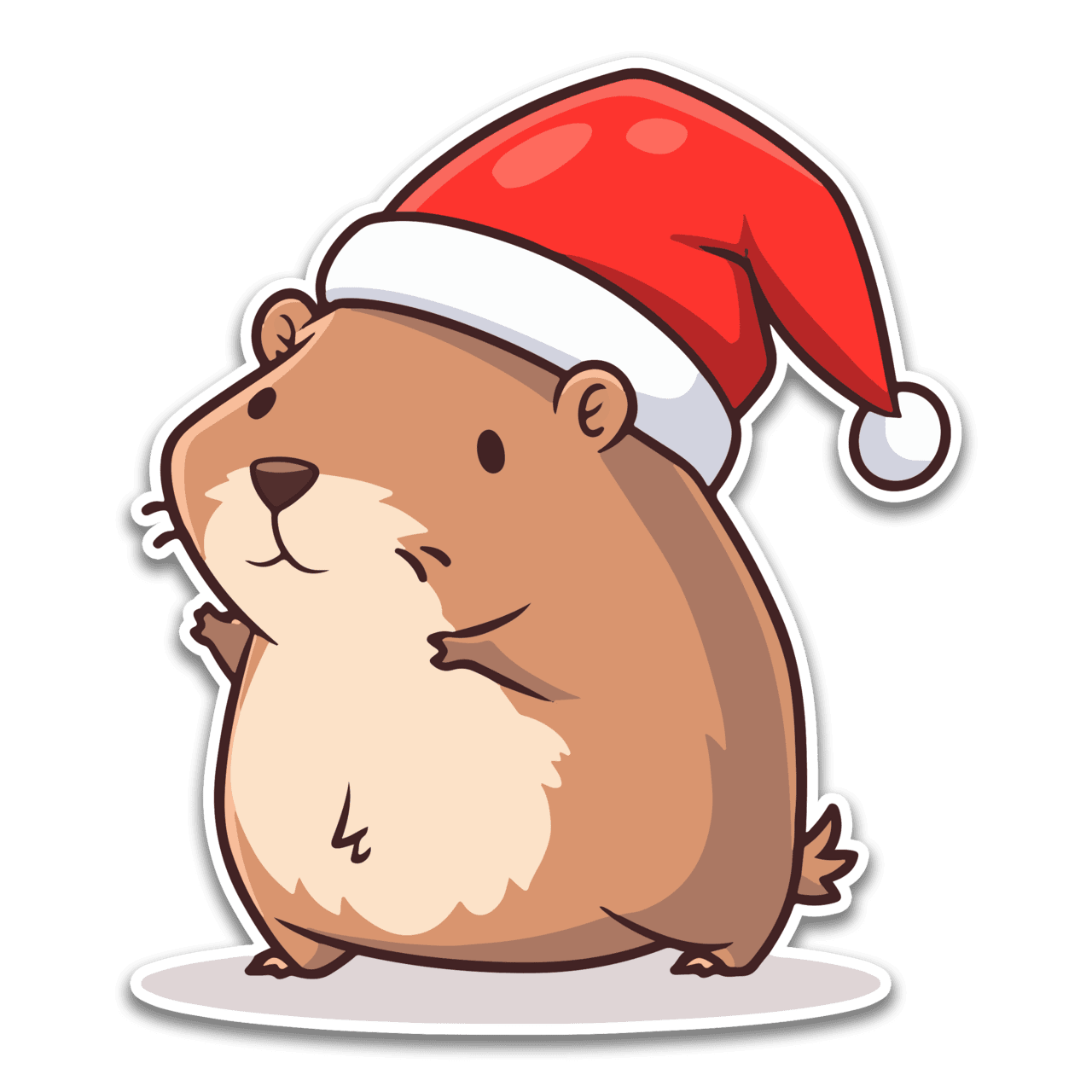 Otter santa hat capybara sticker clipart vector