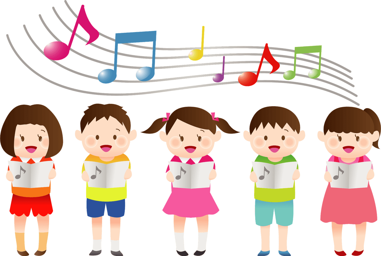 Children are singing music vector clipart images