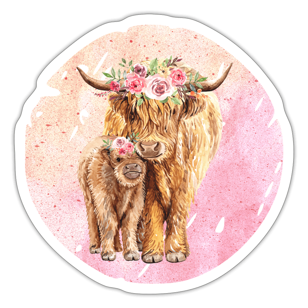 Scottish highland cow calf vinyl sticker maisy inspired clipart image