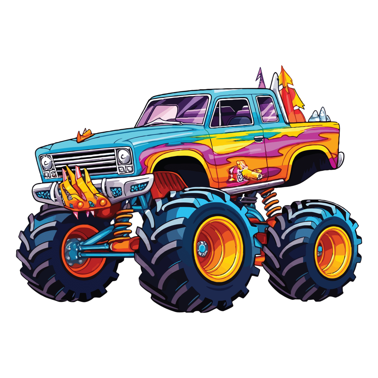 Monster truck cartoon ai generate clipart clip art