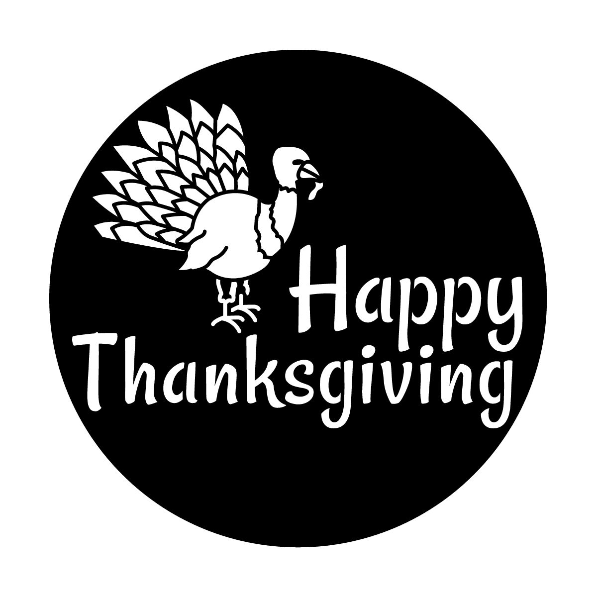 Turkey black and white metal gobo happy thanksgiving clipart vector