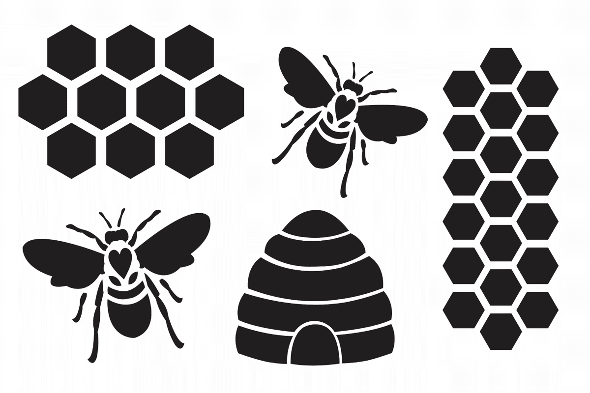 Honeycomb bee sweet stencil honey skep beehive bug insect diy garden art signs clipart free