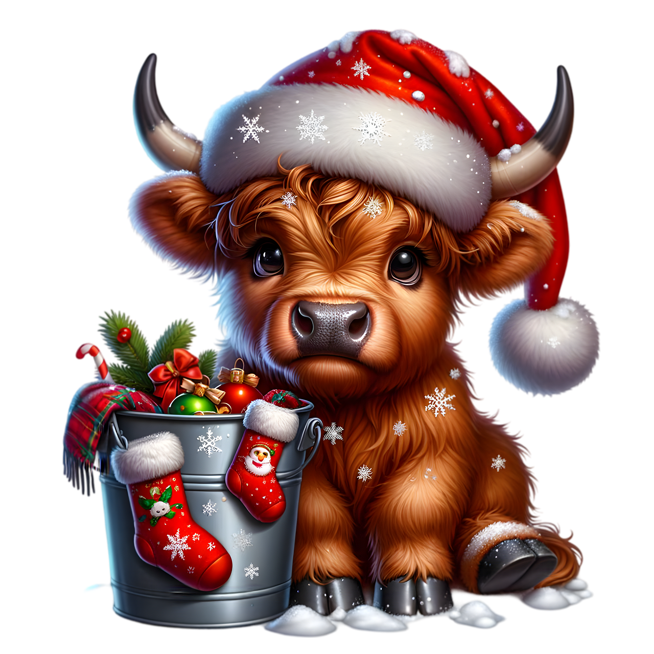 Christmas cow highland image clipart