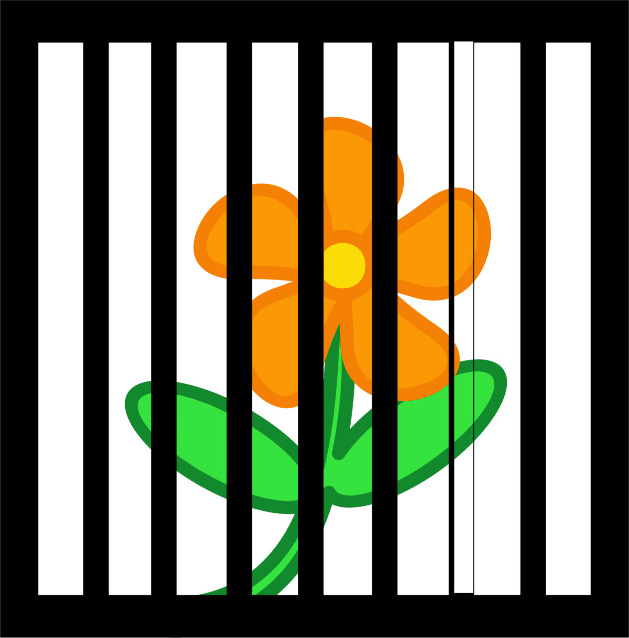 Colorful flower behind the jail clipart image