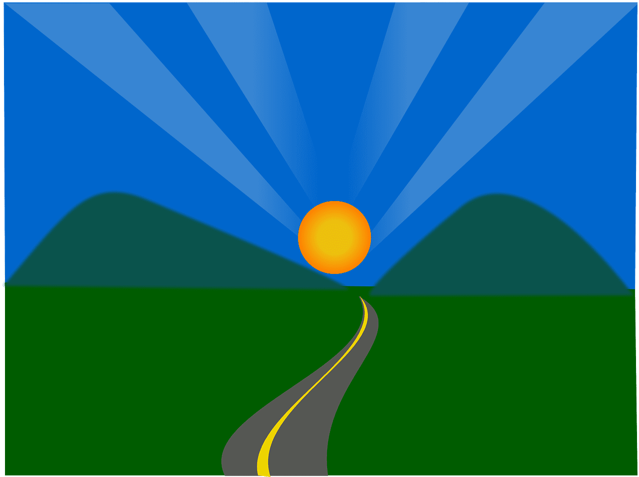 Landscape sunrise hills vector graphic clipart