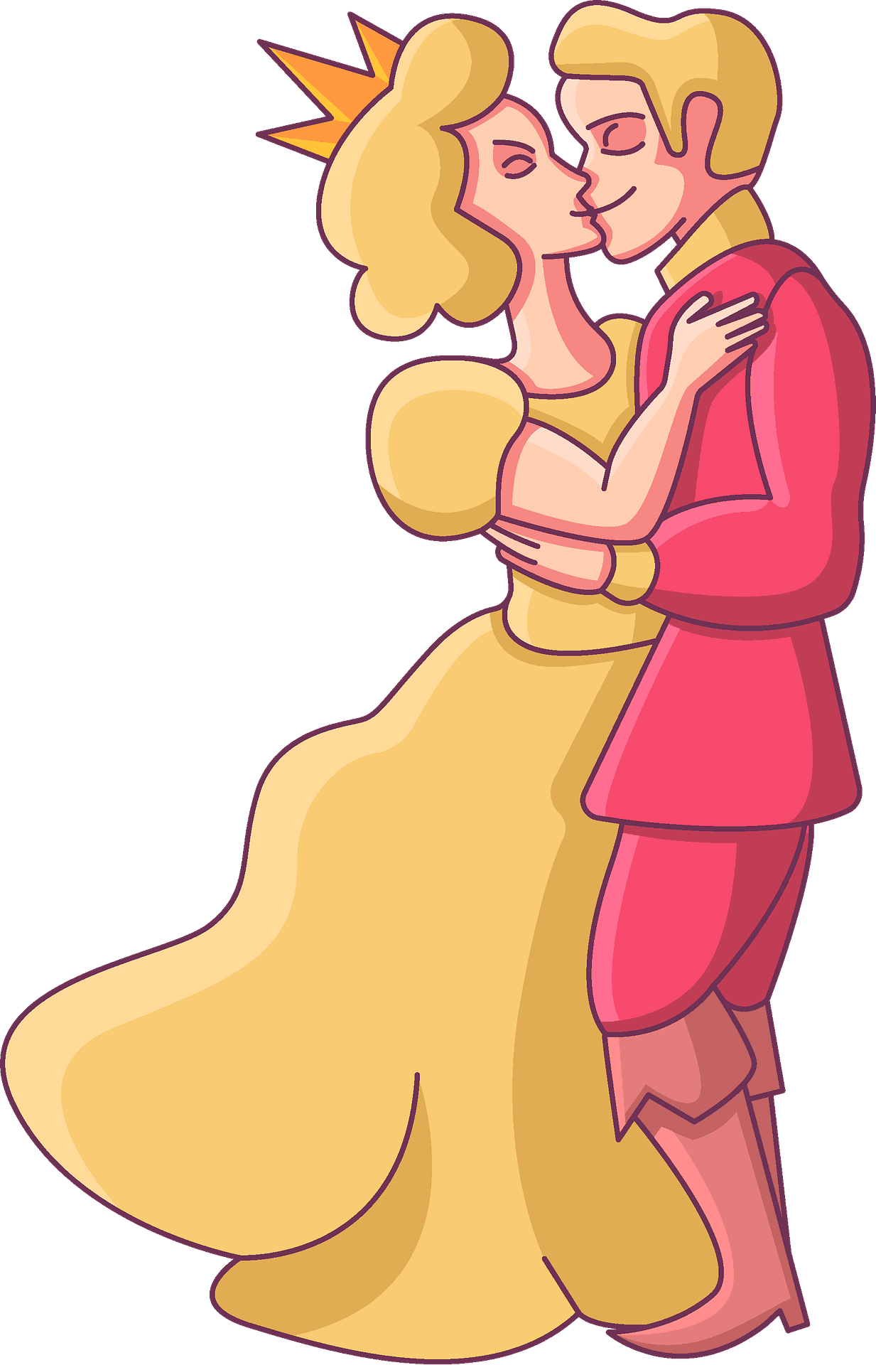 Prince and princess kiss ing vector clipart images