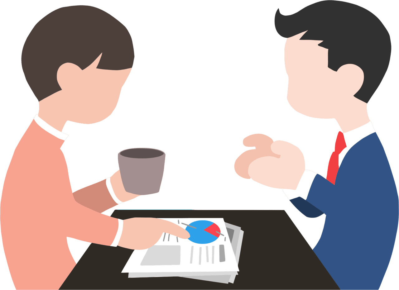 Business male and female talking clipart background