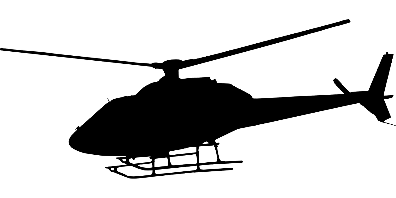 Silhouette helicopter flying vector graphic clipart