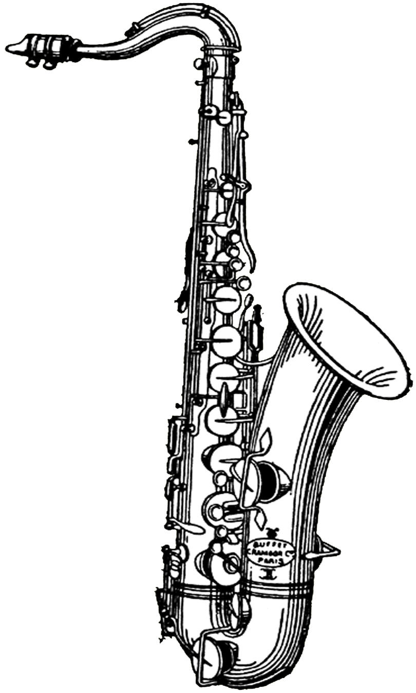 Digital stamp musical saxophone clipart image