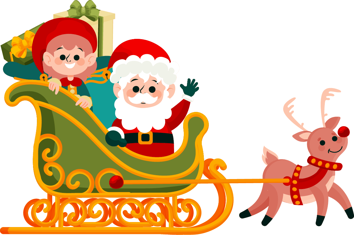 Santa sleigh merry christmas card with name photo clipart