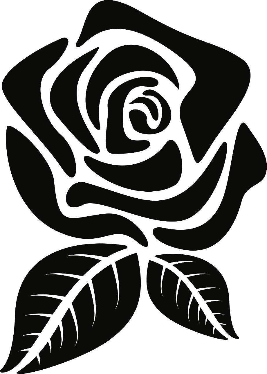 Rose black and white leaves flower clipart vector