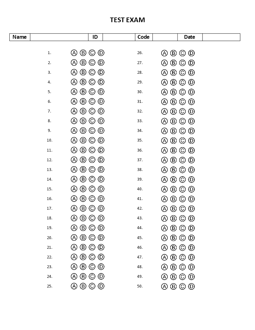 Test multiple choice student exam template templates allbusinesstemplates clipart background