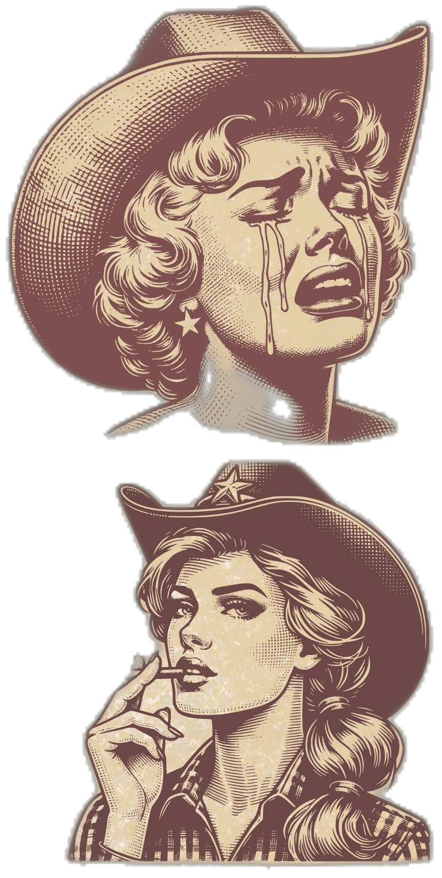 Western hat retro cowgirl bundle boho clipart chic women set digital design trendy photo