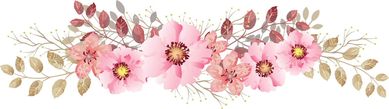 Pink flower watercolor floral isolated clipart background