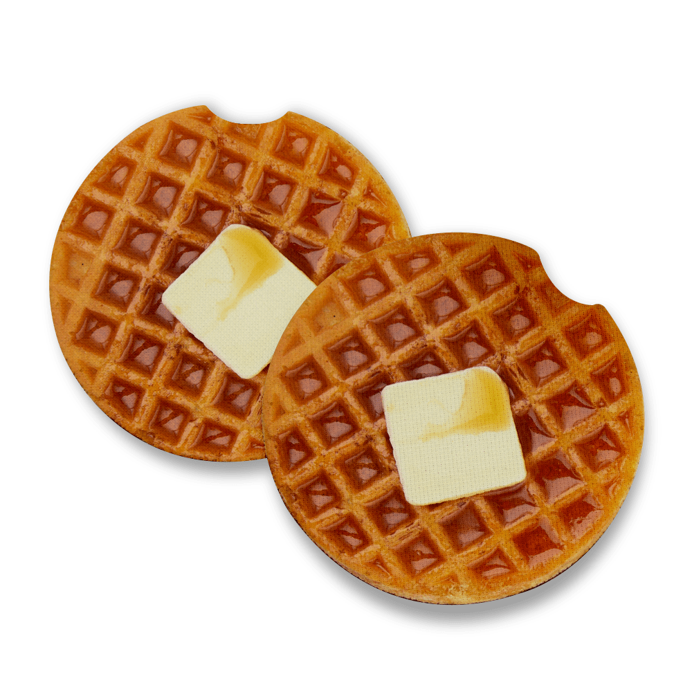 Round waffle butter syrup car coaster clipart picture