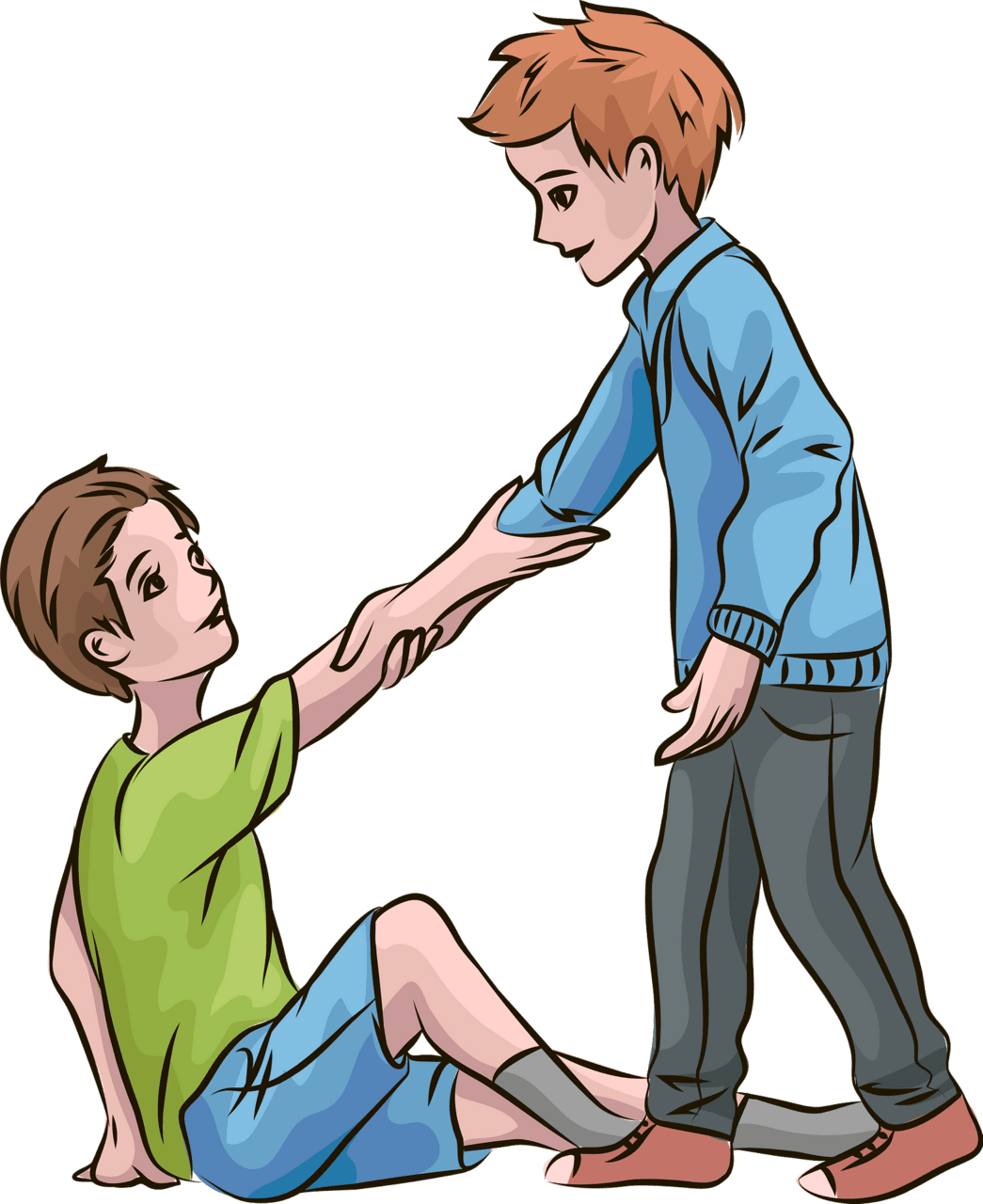 Boy help ing other to stand up vector clipart images