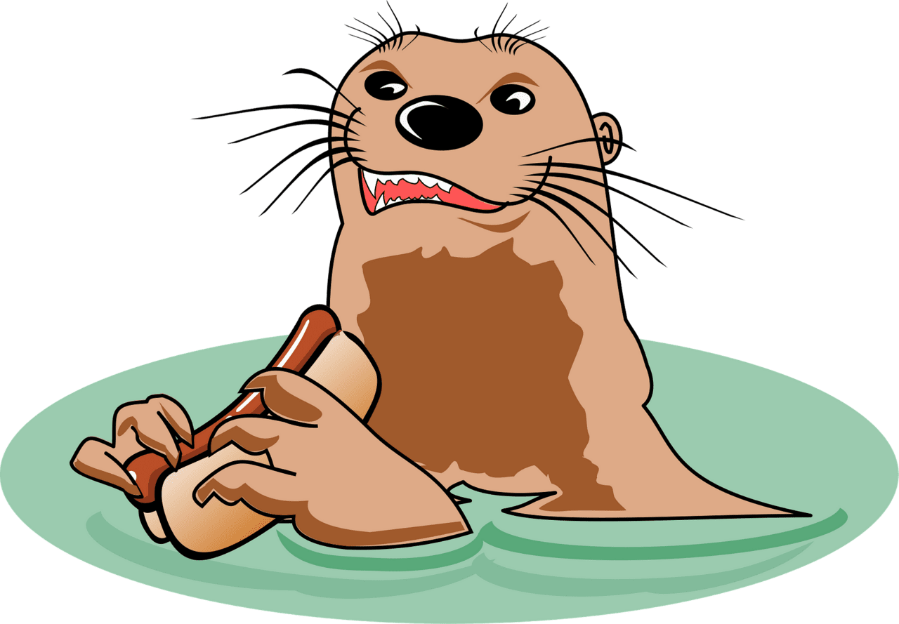Otter with hotdog vector clipart images