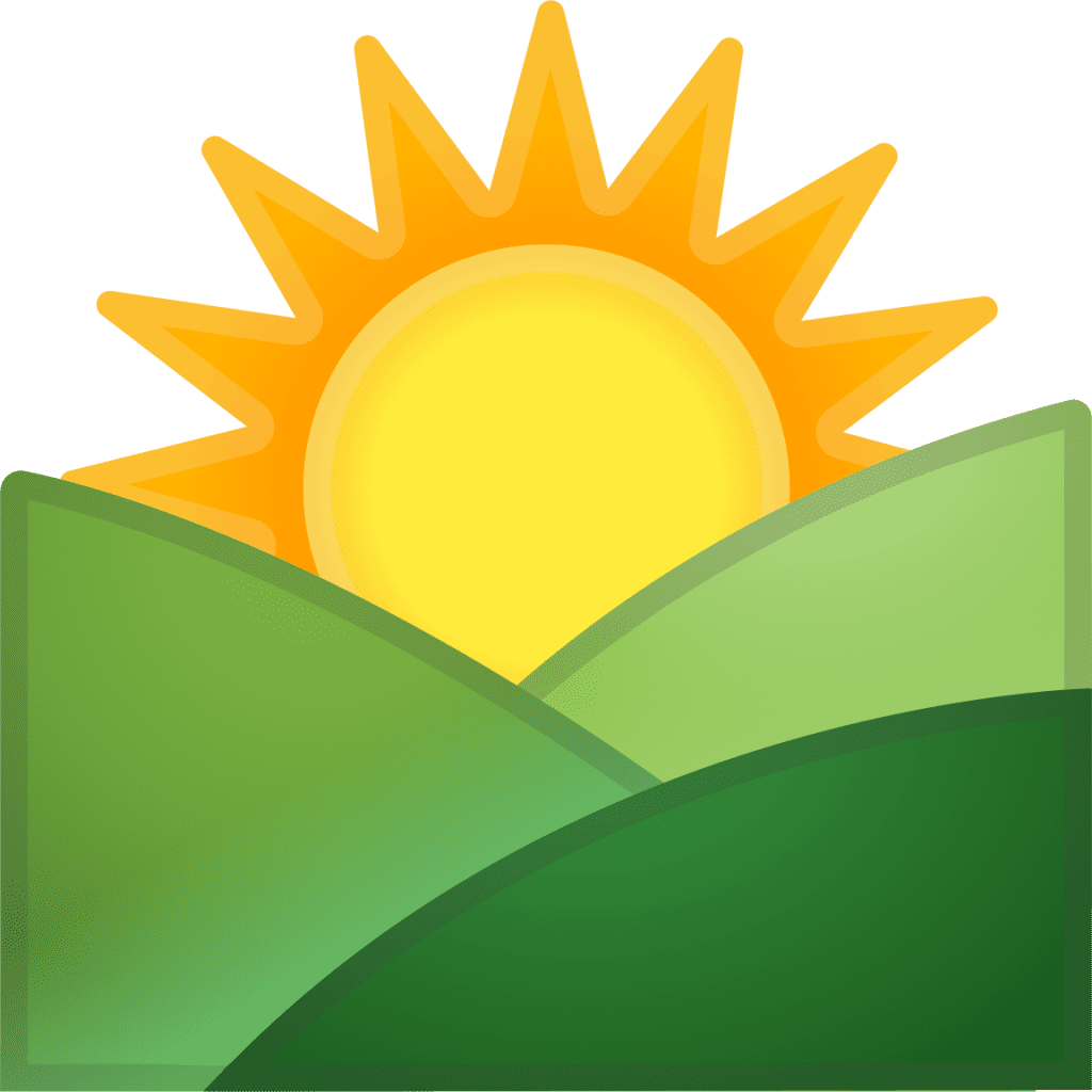 Sunrise over mountains emoji for clipart logo