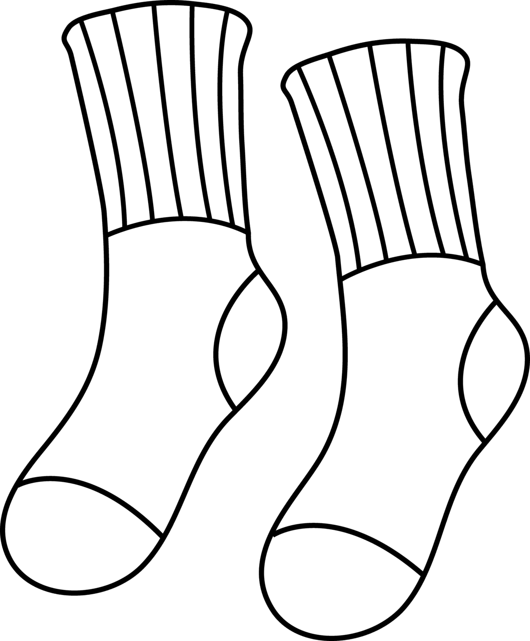 Sock color page colorable outl sketch clipart free